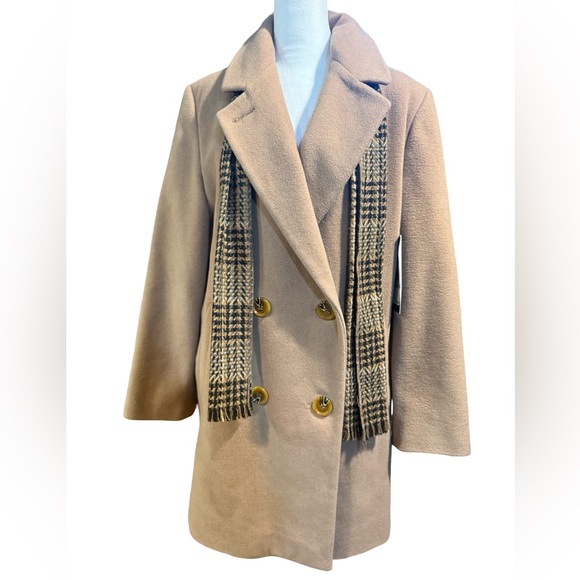 Forecaster of Boston Tan Wool Pea Coat with Scarf Size 8 - Picture 2 of 15